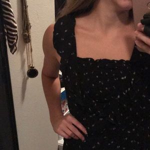 Black Floral Blouse with Smocked Top